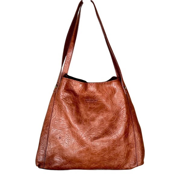 AMERICAN LEATHER CO. Liberty Floral Embossed Leather Shopper Bag - Picture 1 of 9